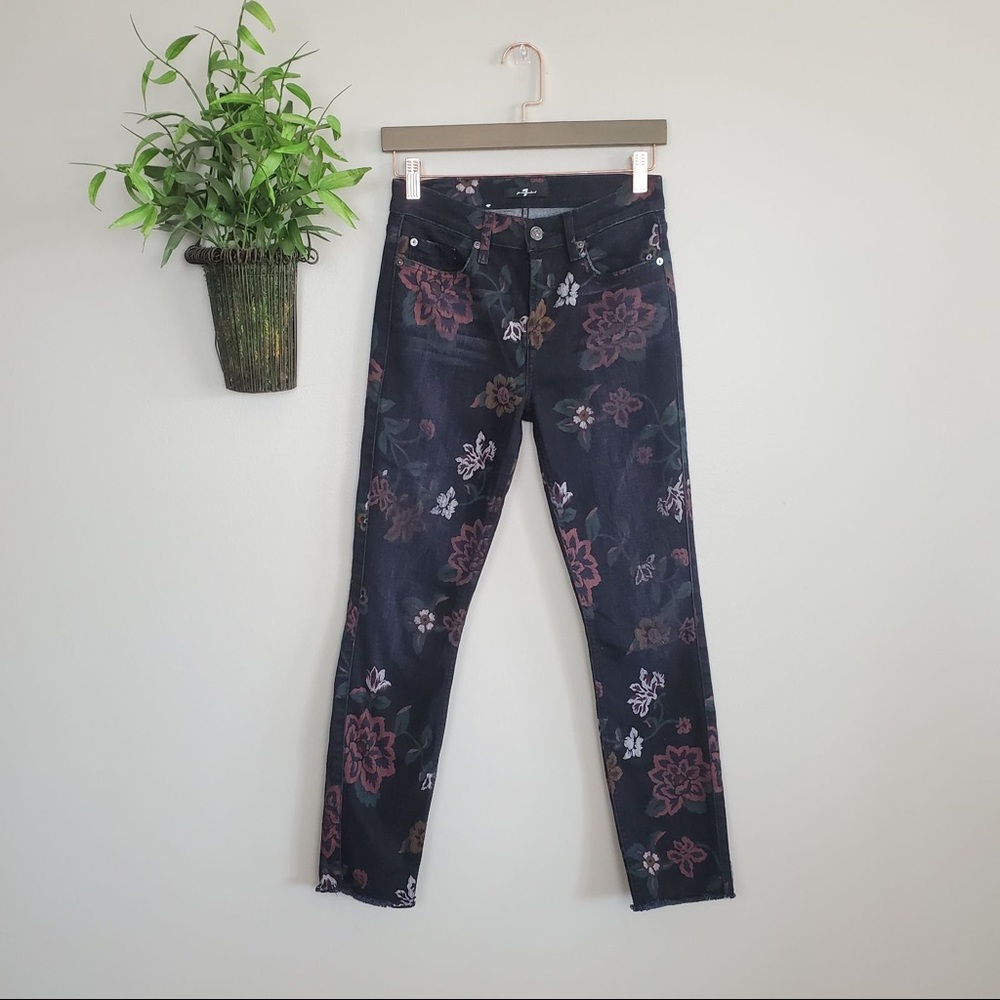 7 For All Mankind Floral Slim Raw Hem Jean